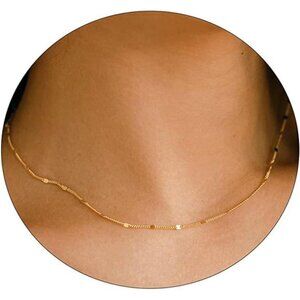 14K Gold/Silver Plated Choker Necklace for Women Shining Dots Station